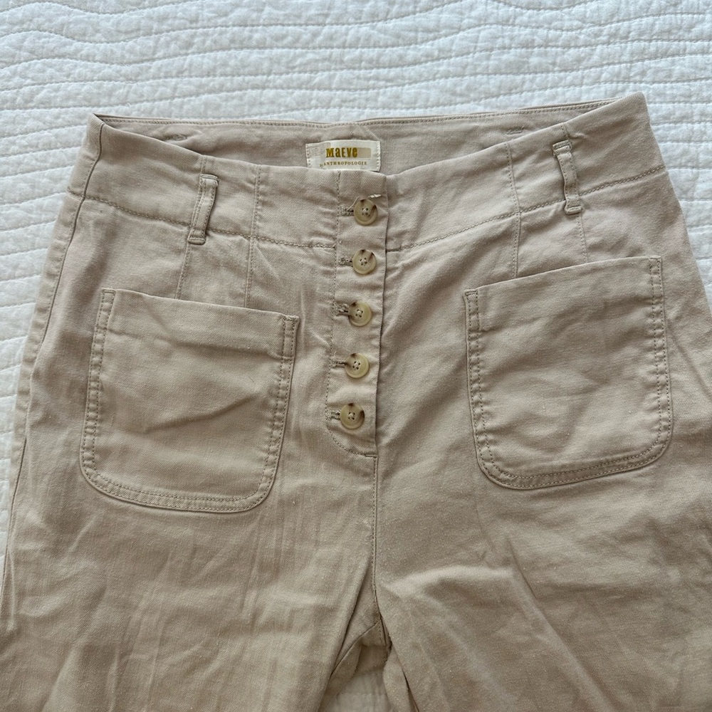 Anthropologie Maeve Beige Flare Pants Size